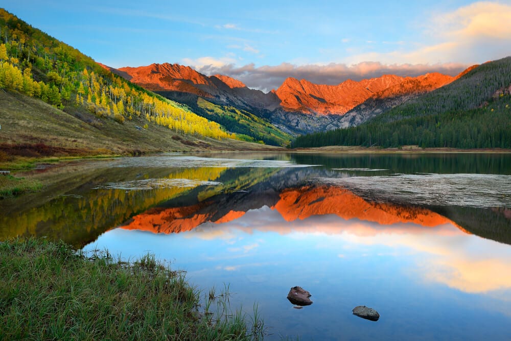 Photo of a Colorful Lake Scene During Fall in Vail Colorado.