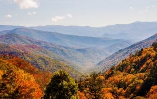 Photo of the Smokies in Autumn. Smoky Mountain Getaways Start at Lake Nantahala!