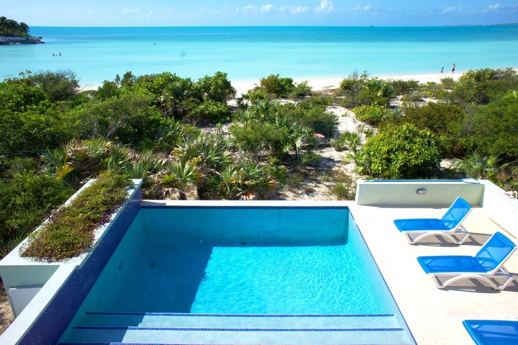 A pool in a luxury vacation rental in the Caribbean