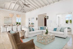 The living room in the Beach House on Turks and Caicos.