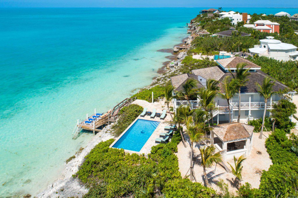 A view from above of a villas in Providenciales.
