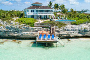 A view from the ocean of a villas in Providenciales.