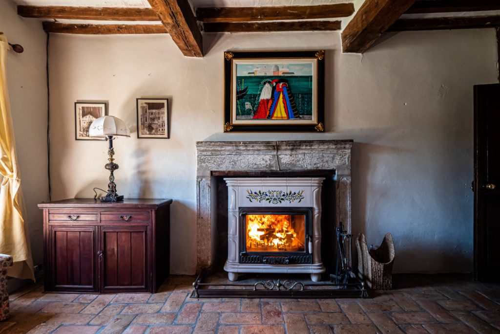 Fireplace in a vacation rental in Umbertide Italy.